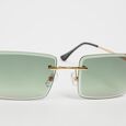 Transparente Rahmenlose Sonnenbrille - gold, grün    