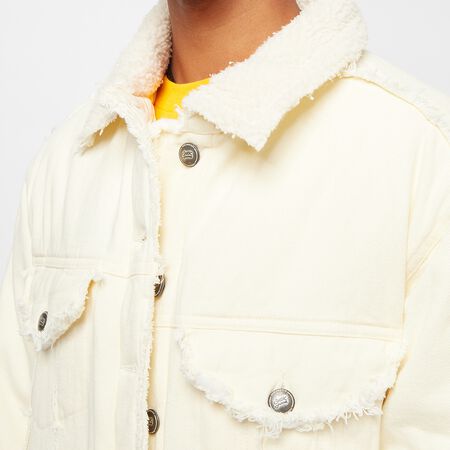 Long Denim Jacket With Sherpa Collar
